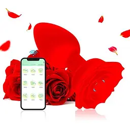 Розумний силіконовий анальний корок Smart Rose з керуванням через додаток червоний 10.5х3.3 см