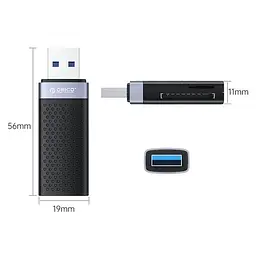 Кардридер Orico для SD & Micro SD USB 3.0 (ORICO-CS2D-A3-BK-EP) - мініатюра 2