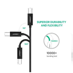 Кабель для принтера USB-C 2.0 to BM 2.0m US241 black Ugreen (50446) - мініатюра 2