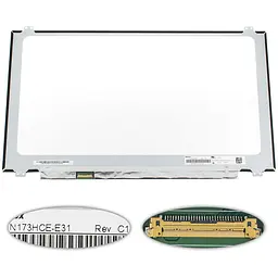 Матриця 17.3 N173HCE-E31 (1920*1080 30pin(eDP IPS 300cd/m2 кольоропередача 72%) LED SLIM(вертикальні вушки) матова роз'єм
