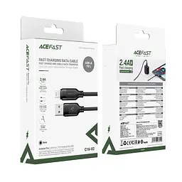 Кабель ACEFAST C16-02 TPU charging data cable USB-A to L Чорний - мініатюра 2