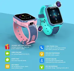 Дитячий смарт годинник LT-41 Pro з подвійною камерою, GPS відстеженням, 4G сім картою, камерою, прослуховуванням, геопарканом та кнопкою SOS Чорний - мініатюра 3