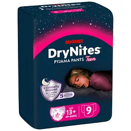 Підгузки-трусики для дівчаток Huggies DryNites 13+ (49-60 кг) 9 шт. - мініатюра 2