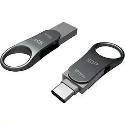 USB флеш-накопичувач Silicon Power Mobile C80 128GB USB-A + USB-C 3.2 Silver (SP128GBUC3C80V1S) [134979] - мініатюра 5