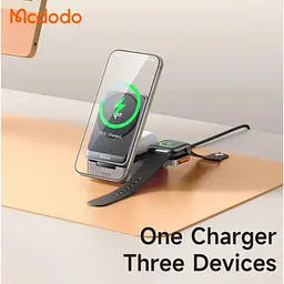 Бездротовий зарядний пристрій Mcdodo Qi2 Foldable 3in1 Magnetic 22.5W Black (CH-5190) [170232] - мініатюра 6