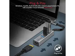 Мультипортовий адаптер Promate 4-in-1 MediaHub-C3 (mediahub-c3.grey ) - миниатюра 4