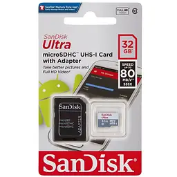 Карта пам'яті Sandisk 32GB microSDHC C10 UHS-I R100MB/s Ultra + SD (SDSQUNR-032G-GN3MA) - мініатюра 4