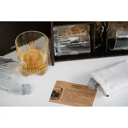 Подарунковий набір Whiskey Stones камені для віскі в дерев'яному пеналі №4 + 4 склянки Bormioli Rocco Selecta + щипці + мішечок - мініатюра 7