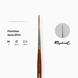 Лайнер синтетика (імітація соболя) Raphael Precision, №2, коротка ручка - мініатюра 2