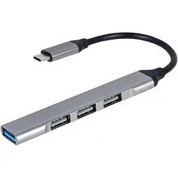 Хаб Usb Gembird UHB-CM-U3P1U2P3-03, Grey, Type-C 3.1 - 1xUsb 3.0 / 3xUsb 2.0, кабель 13 см, алюмінієвий корпус