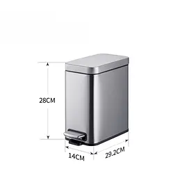 Відро для сміття Mixxus Premium Quadro-TC0105 SS Color 5л з плавним закриттям прямокутна нержавіюча сталь MI7062, Нержавіюча сталь - мініатюра 2