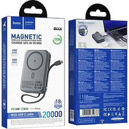 Зовнішній акумулятор Hoco Q44A Origen MagSafe 20000mAh 45W Metal Gray (659673) [165929] - мініатюра 7