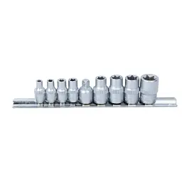 Набір насадок Torx (4 шт 1/4" 4 шт 3/8") з перехідником на планці 9 шт CrV SIGMA (6086541)