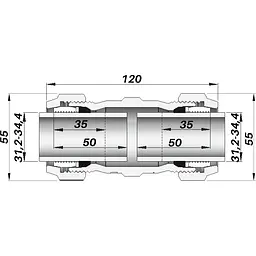З'єднання зажимне пряме двостороннє DN25(31,2-34,4 мм) OK AGAflex - мініатюра 3