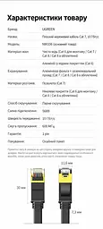 Плоский мережевий кабель UGREEN NW106 2 м патч-корд Ethernet RJ45 штекер на RJ45 штекер Cat 7 до 10 Гбіт/с екранований U/FTP жили з чистої міді 600 МГц чорний (11261) - мініатюра 12