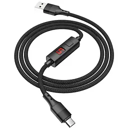USB Cable Hoco S13 Central control MicroUSB Black 1m (with display timer) - мініатюра 3
