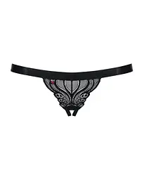 Мереживні танги з доступом Obsessive 828-THC-1 crotchless thong чорні S/M - мініатюра 5