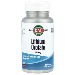 Амінокислота Lithium Orotate 5 mg, 60 вегакапсул KAL vit0003995