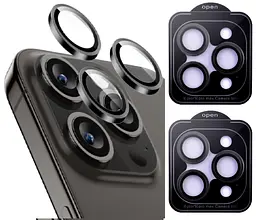 Захисне скло на камеру DK для Apple iPhone 16 Pro Lens Metal Ring Eagle Eye 018409 black 2 шт. - мініатюра 6