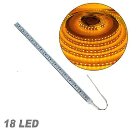Стрічка діодна алюміній 12V - 25 см - 2А 18LED - в силіконі ефект суцільної стрічки Жовте світло (4014)