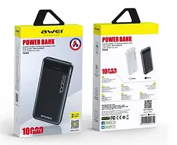 Портативний зарядний пристрій Awei P37K-10000 mAh з індикатором заряду Чорний - мініатюра 5