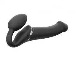 Безремневий страпон Strap-On-Me Vibrating Black L регульований з вібрацією та з пультом ДК діаметр 3.7 см - мініатюра 2