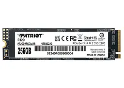 Твердотільний SSD накопичувач 256Gb, Patriot P320, PCI-E 3.0 x4, M.2 2280, 3D TLC, 2200/1200 МБ/с (P320P256GM28)