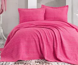 Покривало з наволочками Eponj Home піке - Laden fusya фуксія 230x240