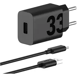 Мережевий зарядний пристрій Motorola TurboPower 33W USB-A + Сable USB-A to USB-C Black (PG38C06448) [162658] - мініатюра 3