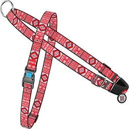 Шлея для собак Waudog Nylon Етно червоний, з QR паспортом, швидкознімна, 45-65х55-80х2 см (5448)