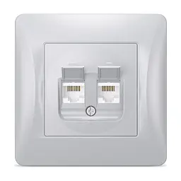 Комп'ютерна розетка Videx BINERA CAT6 + CAT6 подвійна сереб (VF-BNSK2PC6-SS)