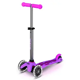 Самокат MICRO серії "Mini Deluxe Glow LED" – МОРОЗНИЙ РОЖЕВИЙ (до 50 kg, 3-х колісний, світло) Micro MMD217
