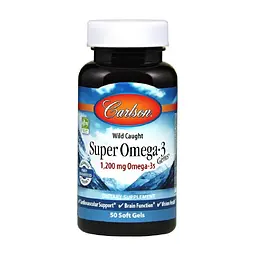 Жирні кислоти Carlson Супер Омега-3, 1200 мг, Super Omega-3, 50 желатинових капсул (CL1520)