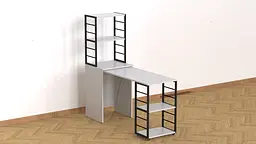 Стіл-тумба трансформер Смарт 3/1 з етажеркою Ferrum-decor 1430x1450x500 Чорний метал ДСП Біле 16 мм (FRD-105109) - мініатюра 10