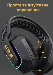 Бездротові ігрові навушники Onikuma GT828 геймерська Bluetooth гарнітура з мікрофоном та RGB Black (19119) - мініатюра 12