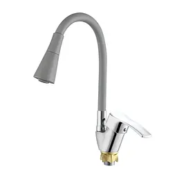 Змішувач для кухні з силіконовим виливом Zerix Yut 279 Reflector Gray ZX5987, Хром