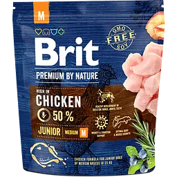 Сухой корм для щенков средних пород Brit Premium Dog Junior М, с курицей, 1 кг