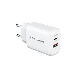 Зарядний пристрій ArmorStandart AR-T202WEU 20W GaN USB-C+ USB-A White (ARM89531)