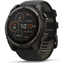 Смарт-часы Garmin Fenix 8 51mm Solar Sapphire Carbon Gray DLC Titanium w. Black/Pebble Gray S. Band (010-02907-10/11)
