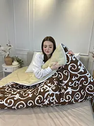 Ковдра двоспальна відкрита зимова з вовни Leri Max 21511 175х210 см коричнева - мініатюра 10
