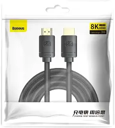 Кабель Baseus High Definition Series HDMI 8K to HDMI 8K Adapter Cable 3m CAKGQ-L01 Black - мініатюра 4