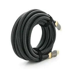 Кабель VEGGIEG HX-8 HDMI-HDMI 2 K * 4 K, 8.0 m, v 2,0, OD-8.0 mm, круглий, обплетення, Black, коннектор Black-Gold, Box - мініатюра 2