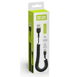 Дата кабель USB 2.0 AM to Micro 5P 1.0m spiral black ColorWay (CW-CBUM051-BK) - мініатюра 4