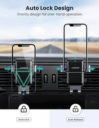 Кріплення для телефонів Ugreen LP274 Gravity Phone Holder for Round Air Vent 30401 - мініатюра 2