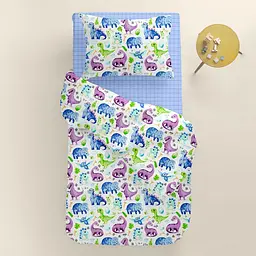 Дитяча постільна білизна в ліжечко DINO CS6, бірюзовий (DinoVioletBlueGreen_CellAshblue_140) - мініатюра 2