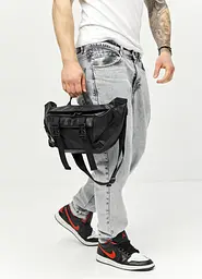 Велика чоловіча сумка бананка Sambag DynamicDart чорна 38 × 21 × 7 см (80411101m) - мініатюра 4
