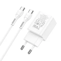 Блок — Адаптер мережевий HOCO Type-C to Type-C Cable Founder charger set N28 набір білий - мініатюра 2