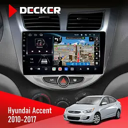 Штатна магнітола Hyundai Accent 2010-2017 Decker D9-011 4x64, DSP, 4G, 360 Decker (НФ-00005671)