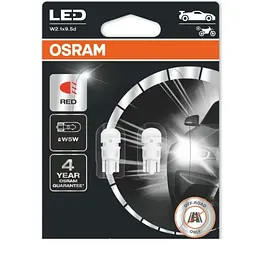 Комплект світлодіодних ламп OSRAM 2825DRP-02B W5W Red 12V - мініатюра 2