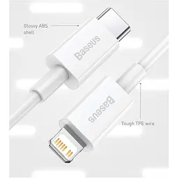Кабель Baseus Superior Series USB-C to Lightning 20W 0.25m White (CATLYS-02) [111359] - мініатюра 6
